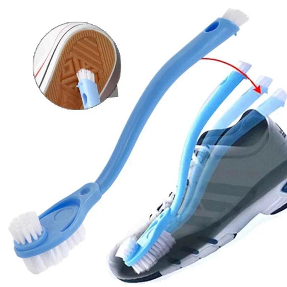 1 Pcs New Double-headed Long-handled Shoe Brush Shoe Polisher Toilet Washing Dishes Shoe Cleaning Brush Household Cleaning Tools
