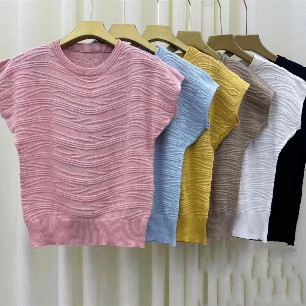 Moda Bol Yaşlı Doku Hissi Mizaç Yarasa Kollu Örgü Gömlek Moda Çok Yönlü Örgü Üstler Günlük Temel Slim Fit Kazaklar Tişörtler
