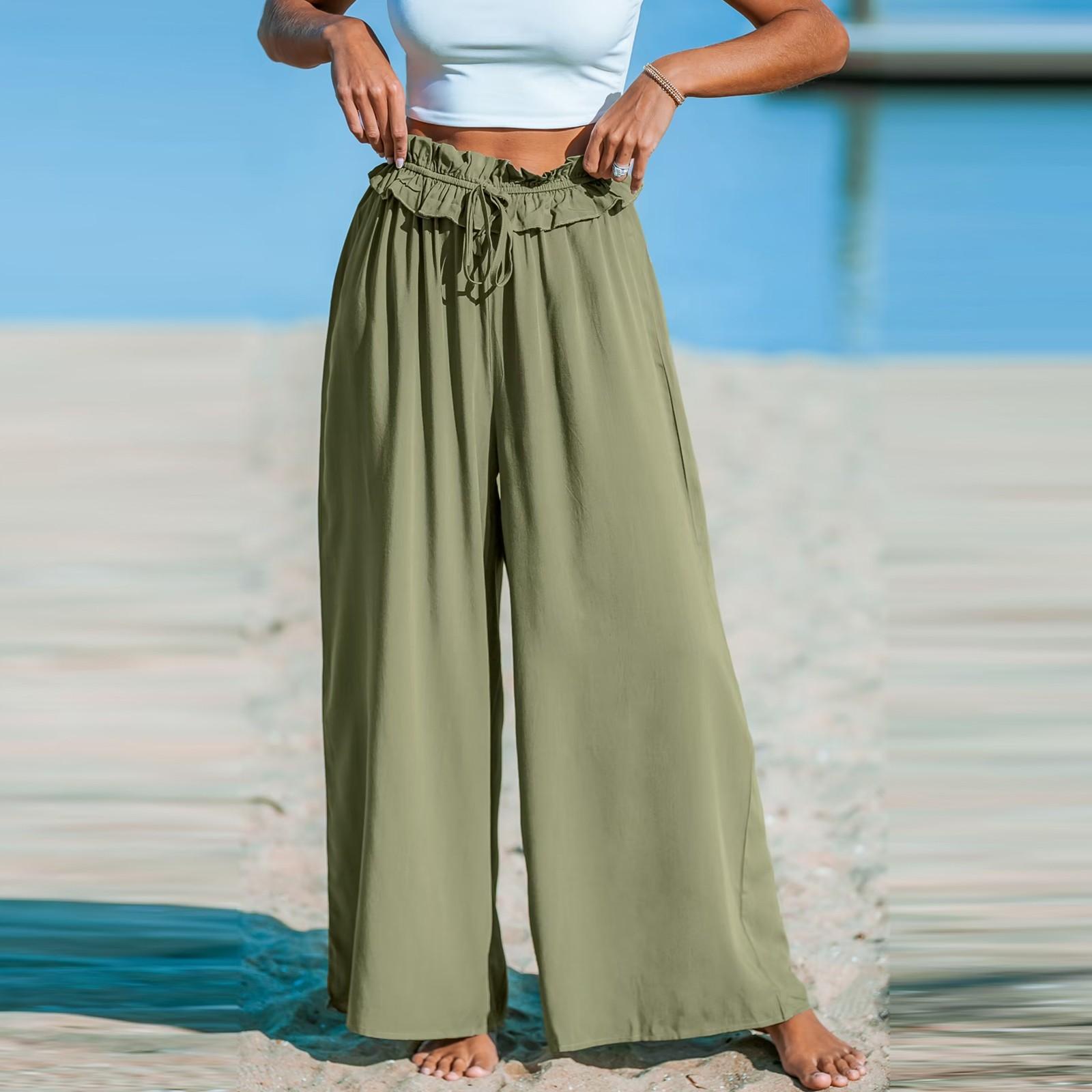 

Женские однотонные повседневные брюки с высокой талией, спортивные брюки с карманами