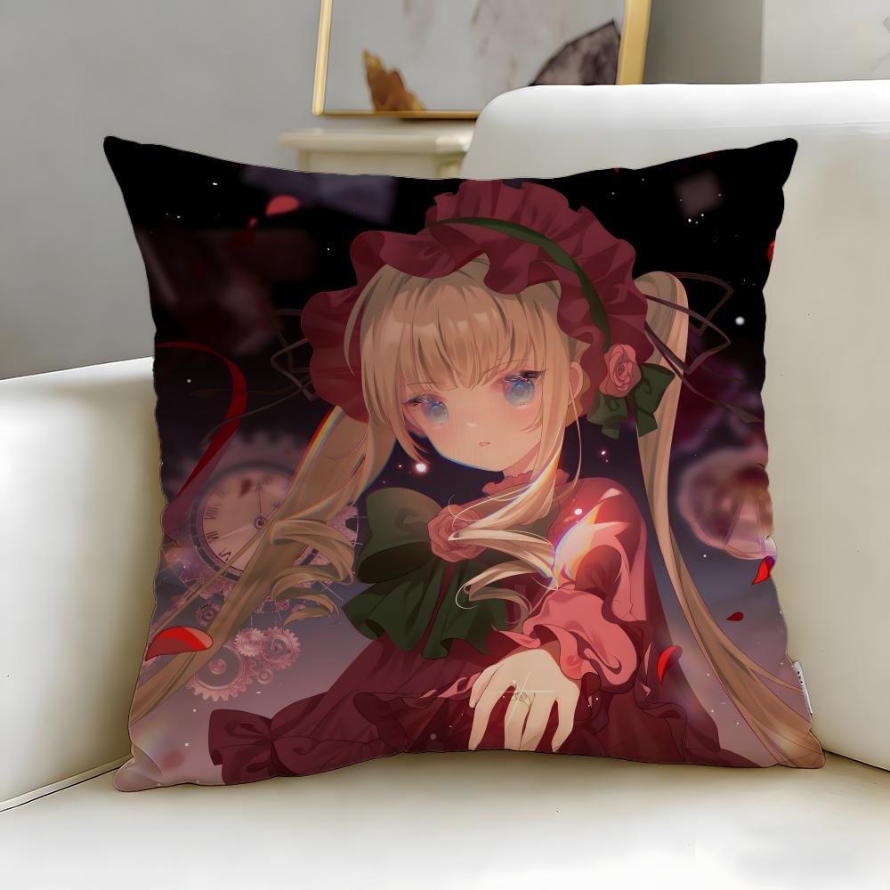 Classic Anime Rozen Maiden Cushion Cover Soft  EasyWash Pillow Case  Versatile for Couch Bed Travel and Office