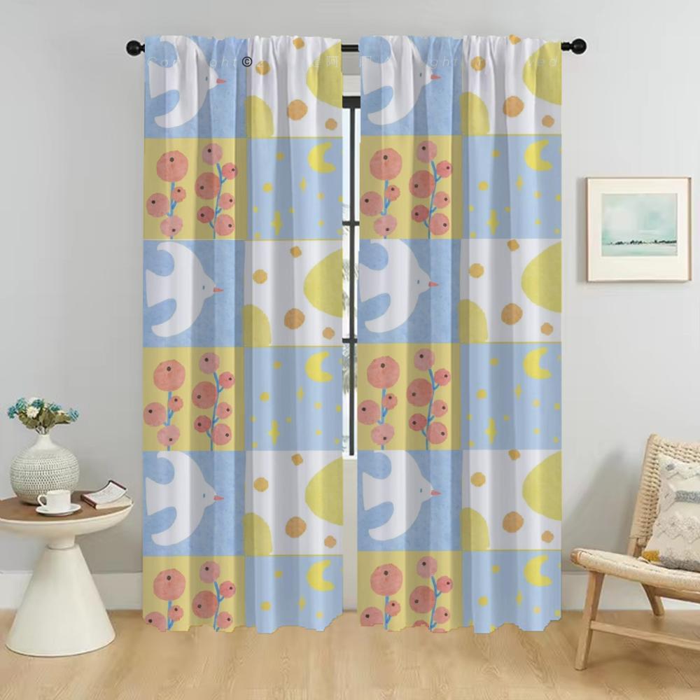 Splice Color Partition Kitchen Curtains for Living Room Home Interior Curtains 2 Pieces Shades Blackout Curtain Elegant Camera