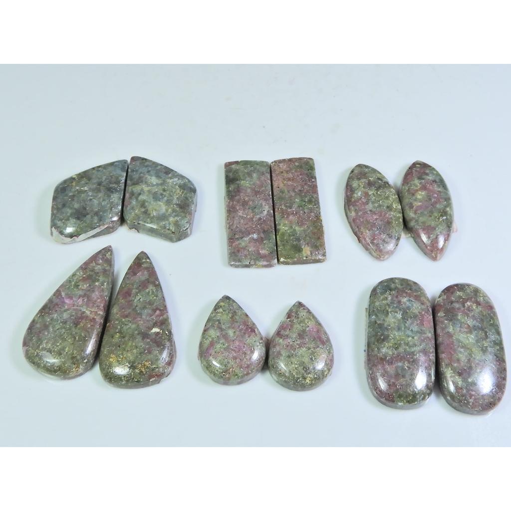18-30MM Natural Rhodonite Matched Pair Mix Loose Gemstone 6 Pair Lot A-603
