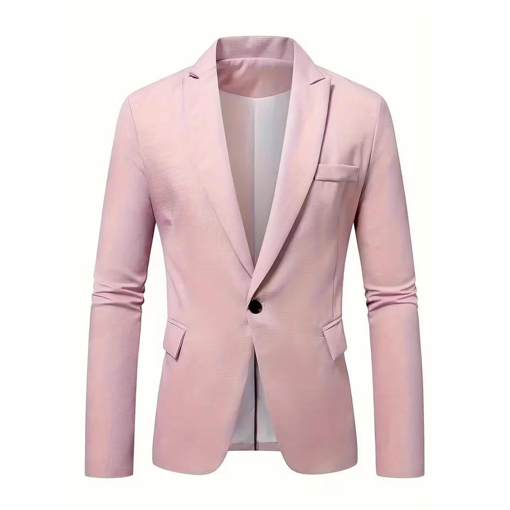 Herbst Neue Herren Einfarbig Slim Fit Anzugjacke mit Brustattrappe und Innenfutter