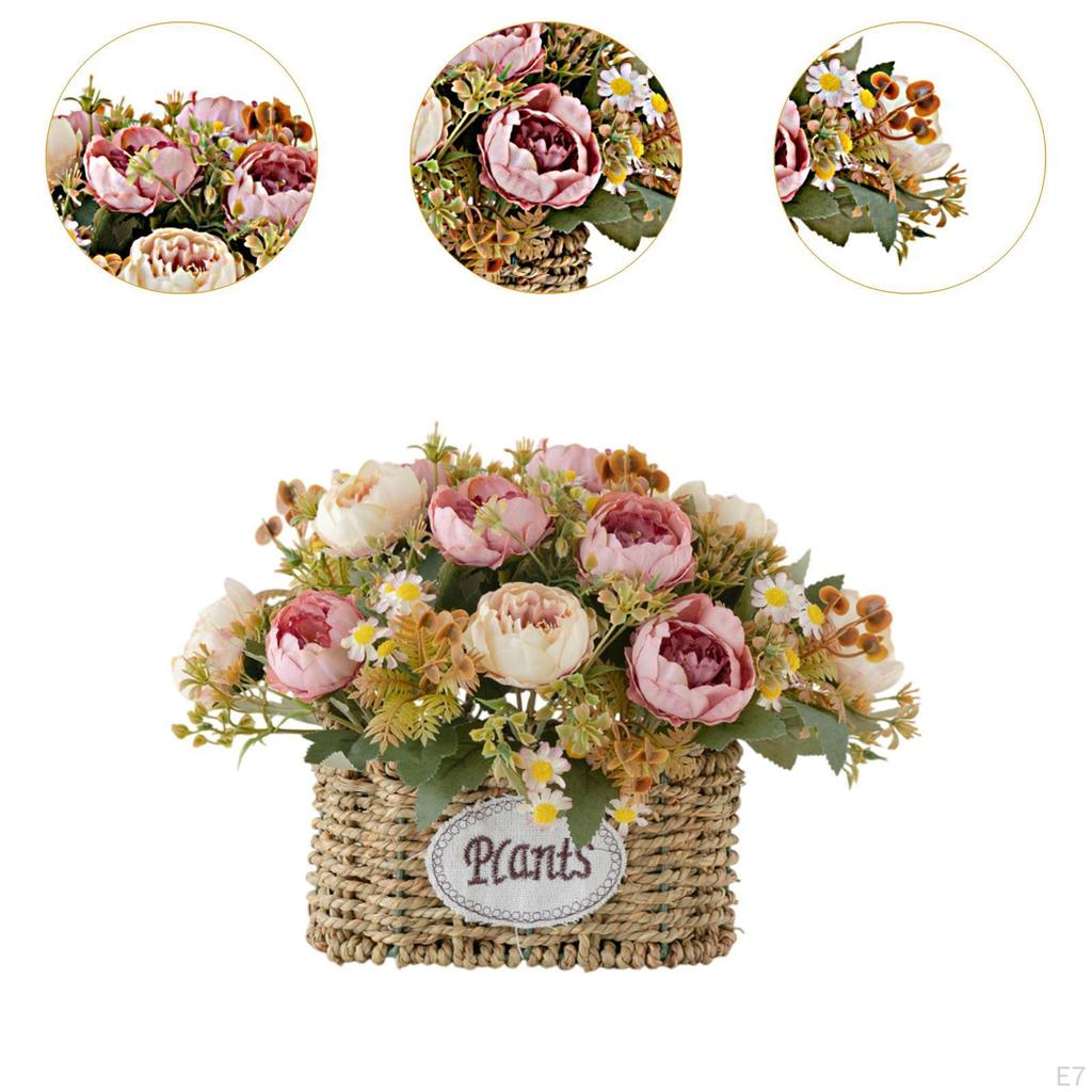 Artificial Floral Arrangement in Basket for Home And Event Decoration, Centerpiece Office