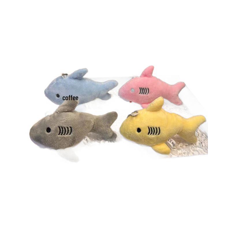 Douyin Style Mini Shark Plush Keychain Backpack Pendant 11cm Regular Pendant серый