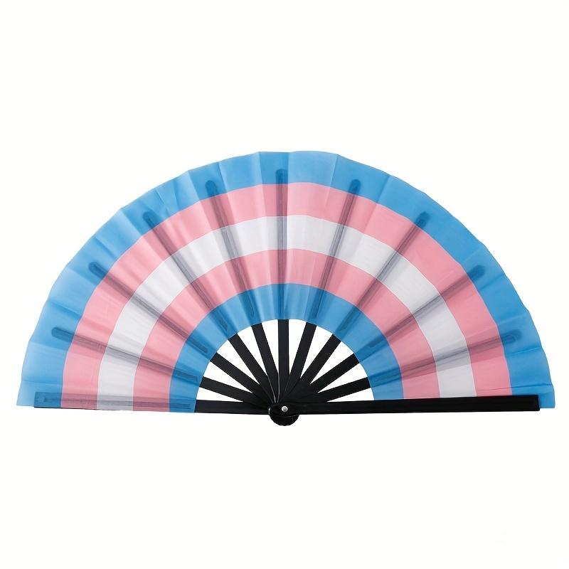 Vibrant Rainbow Folding Fan - Durable, Colorful Handheld Accessory for Pride Parties, Music Festivals & Raves