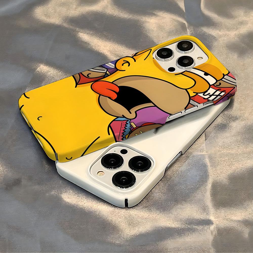 Disney Funny Cartoon Homer Simpson Family Phone Case Luxury For IPhone 16 15 14 13 12 11 Plus Pro Max Mini Glossy HD Hard Film S