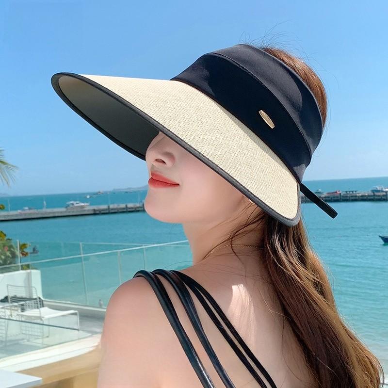 Summer Sun Hat Wide Brim Sunshade Hat For Women With Breathable Polyester