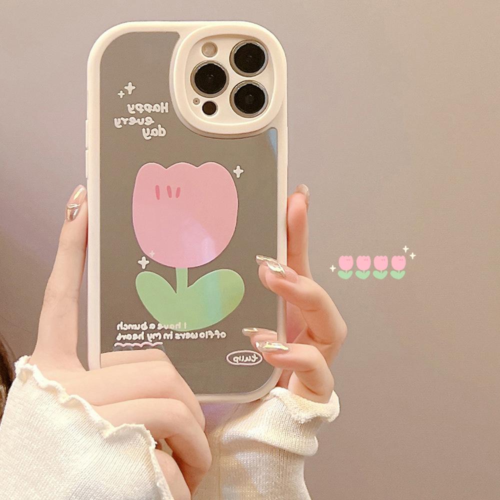 

Flower Mirror for IPhone 15promax for IPhone Case 16 Soft Case XR Makeup Mirror 11 for 8p14 7/8/SE 2020