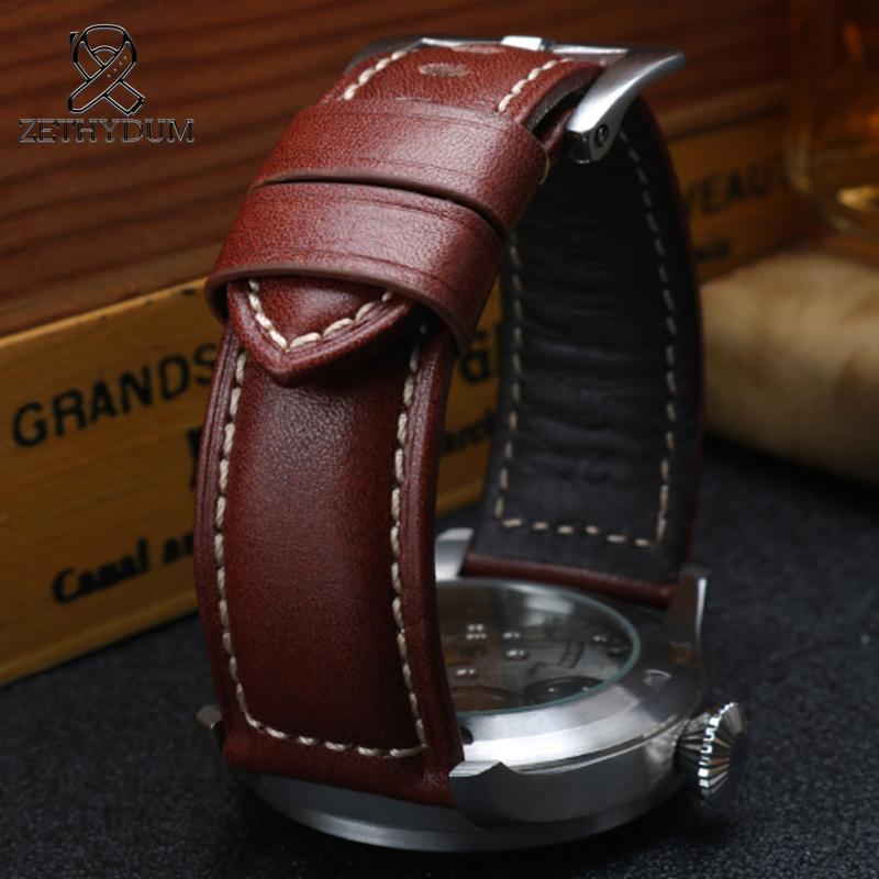 Vintage Retrò   Cinturino in Vera Pelle Fatto a Mano Per Panerai 22 24 26mm Accessori per Orologi Fatti a Mano Cinturino in Pelle con Attacco Dritto