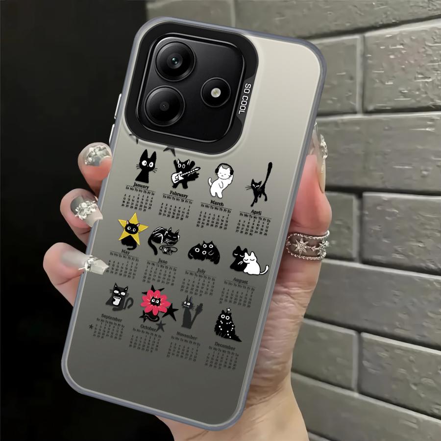 

Чехол для Xiaomi Redmi Note 14 12s Note 13 Pro Plus 11 12 Pro 11s Задняя крышка телефона Мультяшный календарь Кот Redmi Note 14 4G (Global)