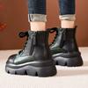 Fashion GKTINOO Genuine Leather Ankle Boots Round Toe Thick Soled Flat Platform Women's Shoes Autumn Winter Retro Handmade Short Boots