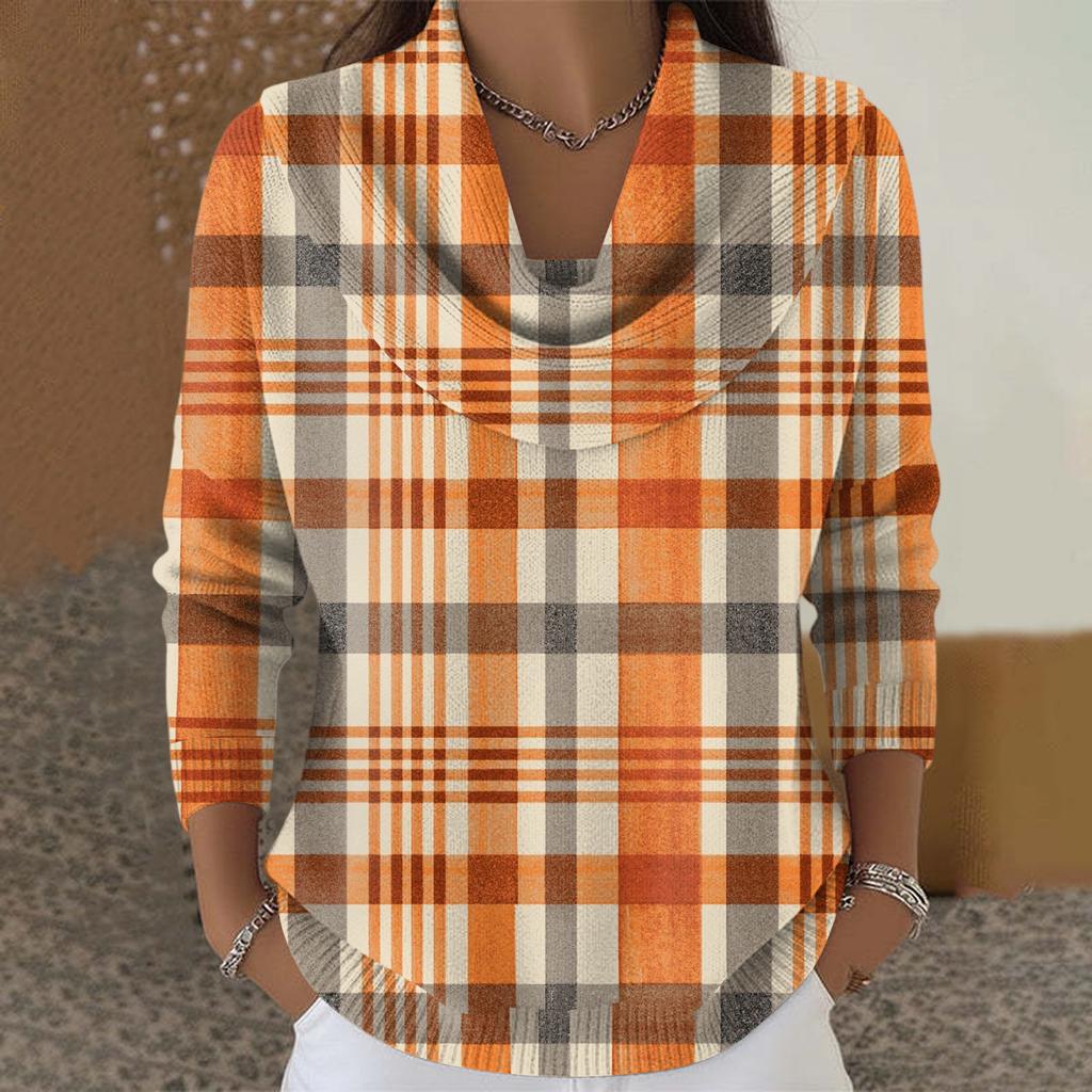 Women's Casual And Fashionable Round Neck Long Sleeved Printed Top Sweater
