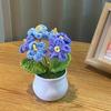 Knitting Crochet Flowers Potted Plants Fake Forget Me Not Flowers for Friends Family and Lover Artificial Handmade Flowers for