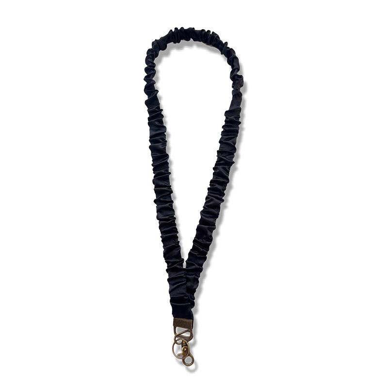 Handmade Elastic Phone Lanyard with Pleated Fabric and Neck Strap for Work ID