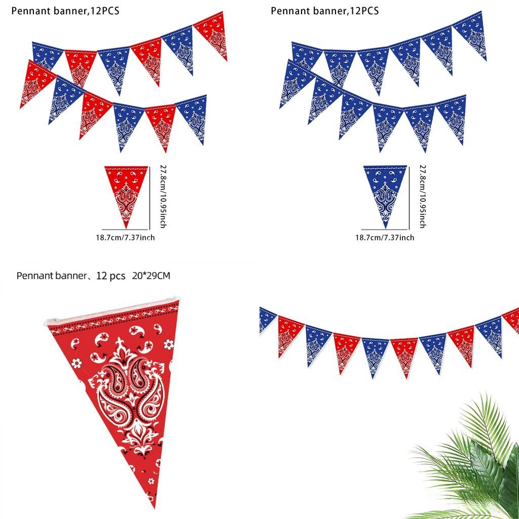Western Cowboy Party Banner Set With Paper Triangular Flags For Birthday Celebration Events