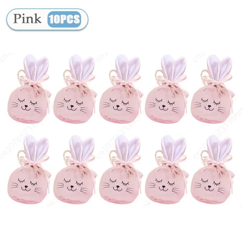 1-40 Stück Hasentüten mit Hasenohren Weiche Samt-Geschenktüten Niedliches Hasenlächeln Perfekt für Zucker Süßigkeiten Osterdekoration und Geschenkverpackung