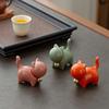 Ceramic Cat Figurine Mini Lucky Cat Tea Pet Creative Cat Miniature Sculpture
