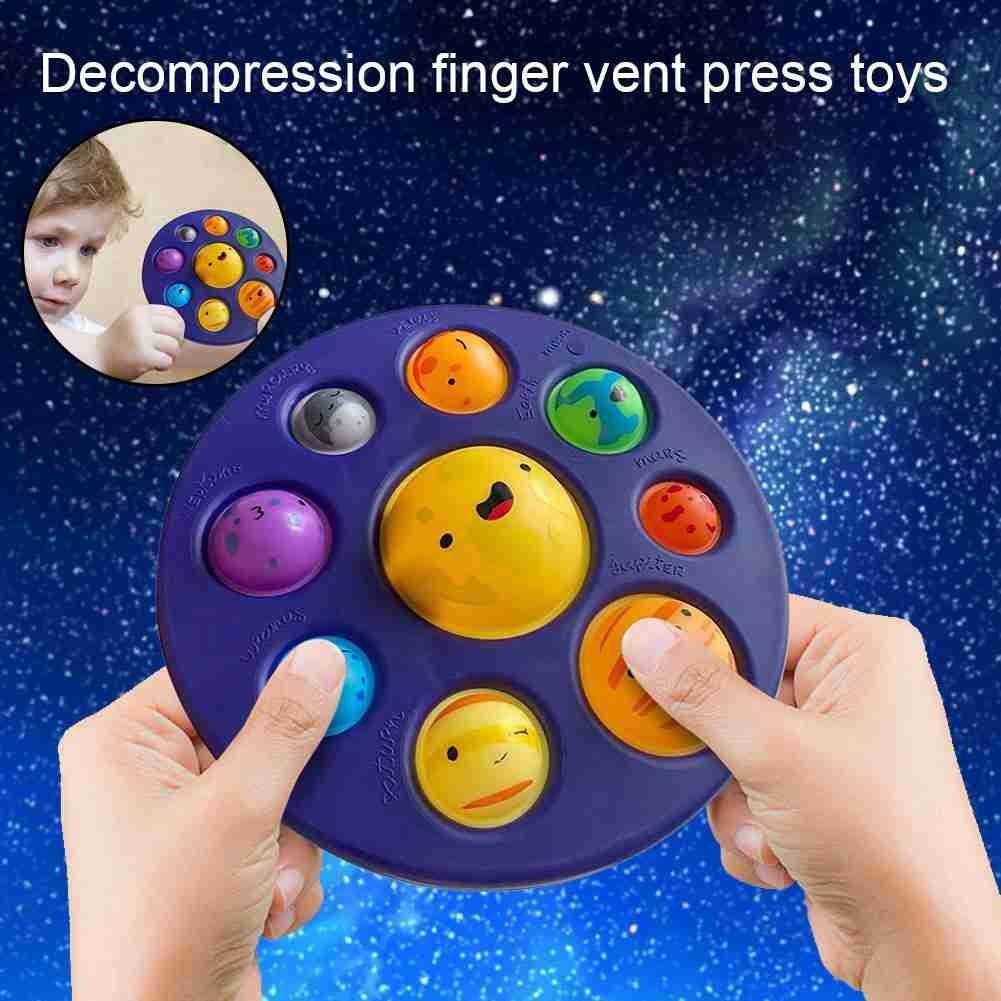 8 Planets Space Themed Push Bubble Fidget Toy Sensory Squishy Stress Relief Toys For Autism Kids Montessori Educational Child Gi