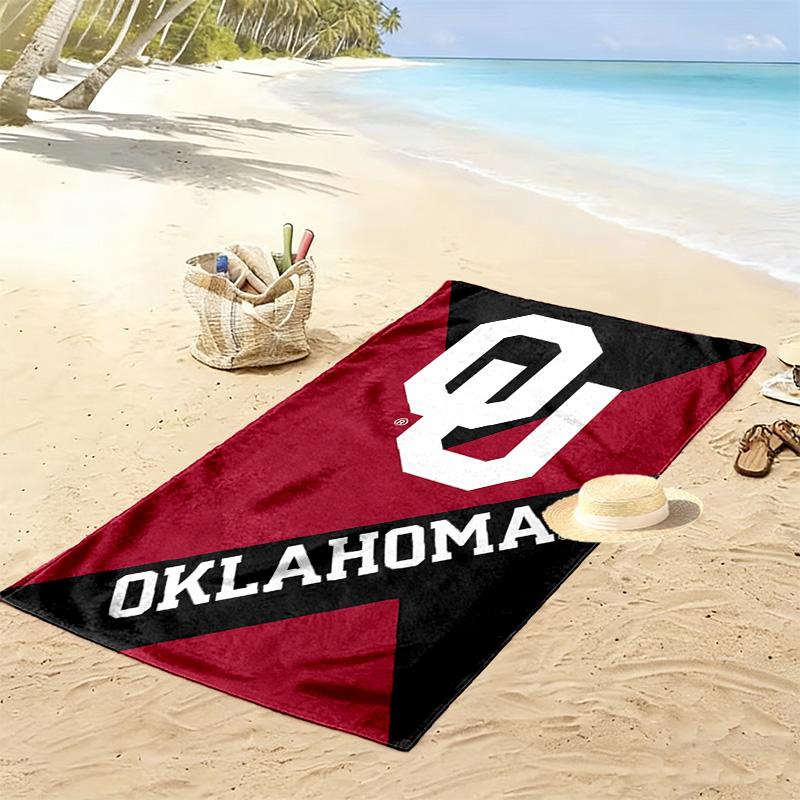 Oklahoma Sooners Print Beach Towel, Large Soft Quick Dry Towel for Beach Camping Swimming