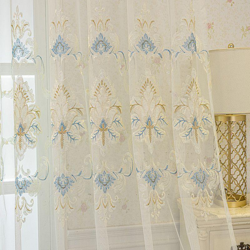 European Embroidery Curtain Curtain Floor To Ceiling Window Balcony Screen Bedroom Embroidery Window Screen