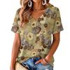 Camicetta da Donna con Scollo a V, Manica Corta, Stampa, Leggera, per Uso Casual Estivo