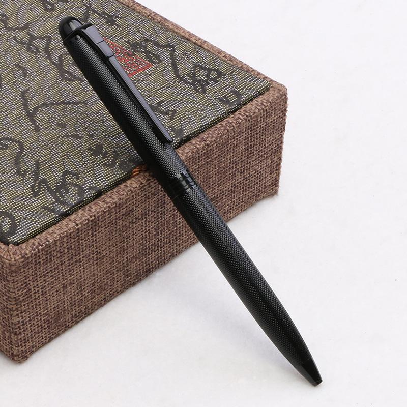 All-Black Engraved Office Metal Ballpoint Pen High-Quality Advertising Gift Pen Rotating Striped Kors Ballpoint Pen