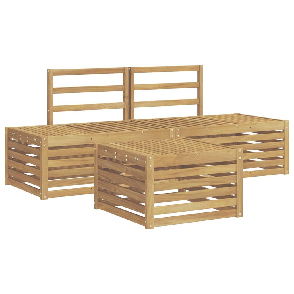 Outdoor Sofa Set 4 Piece White Solid Acacia Wood