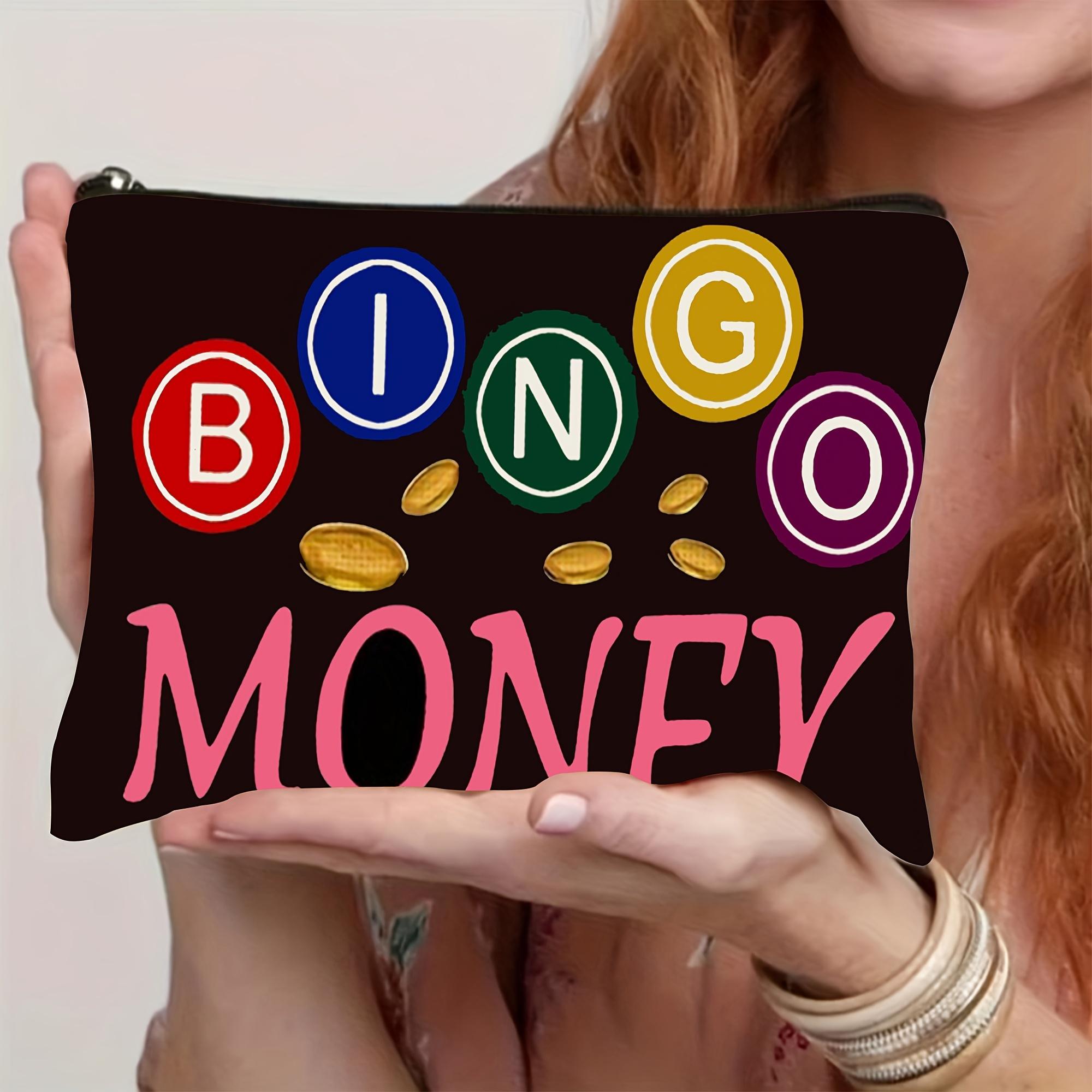 

1PC Unisex-Adult Bingo Money Canvas Cosmetic Bag - Double-Sided Print, Multi-Purpose Pouch for Makeup, Toiletries, Stationery 21*13