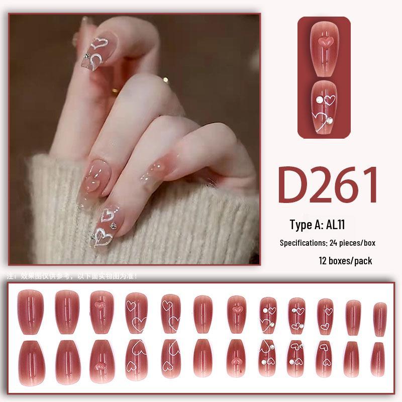 Sweet Fairy Detachable Press-On Nails: Cute Blush Translucent Finished Nails for Girls