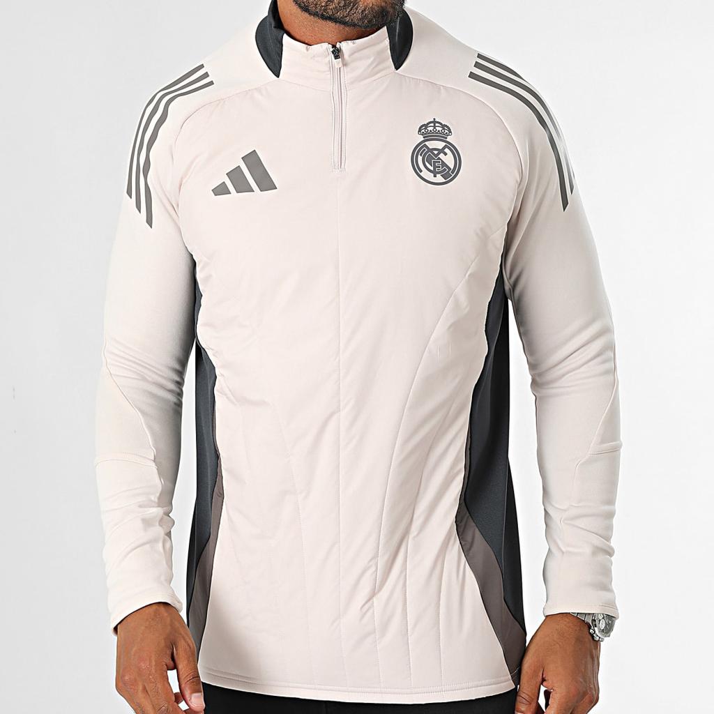 Adidas Real Madrid Tiro 24 Winterized Top Logo Print Zip Collar Slim Fit Long Sleeve Football Shirt Men Tops Light-Purple IT5141