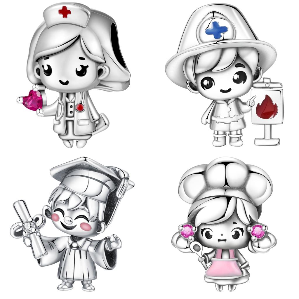 Orstarry Copper Metal Cartoon Character Nurse Bead Components Compatible With Women Bracelets Charm Bead Components Do It Yourself Birthday Party