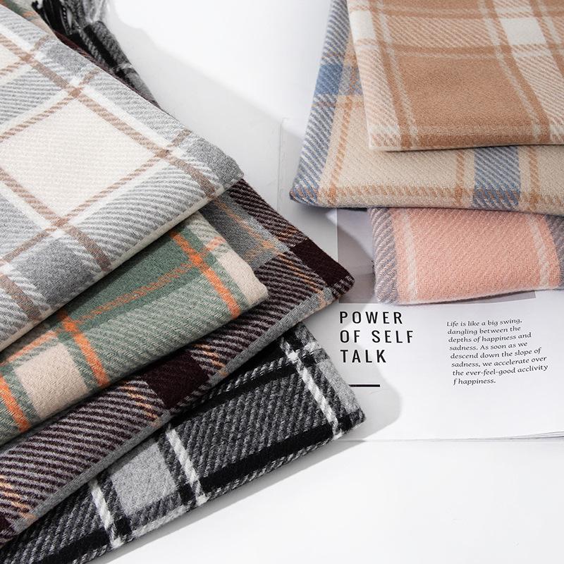 New Autumn and Winter Plaid Scarf Imitation Cashmere Korean Version Simple Versatile Warm Shawl Student Tassel Scarf