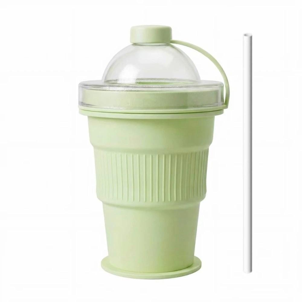 

Food-Grade Silicone Ice Ball Cup Built-in Straw Ice Mold Drink Cup Office Home зелений