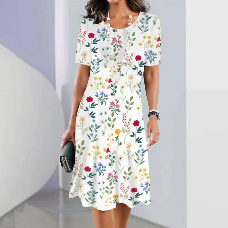 Summer Fashion Elegant Women Dress Loose Casual Dress Women New Printing  Temperament Casual Comfortable Beach Dress