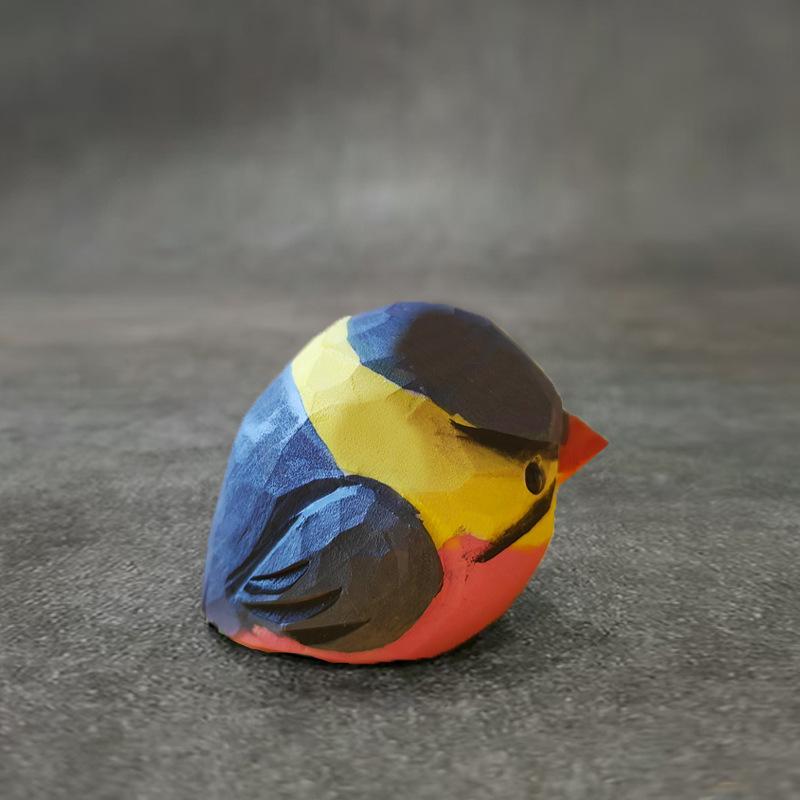 

Wooden Colorful Little Fatty Chou Statue Decoration Ornaments Carved Wood Bird Figurine Garden Home Decor Craft Cute Decor 1pc