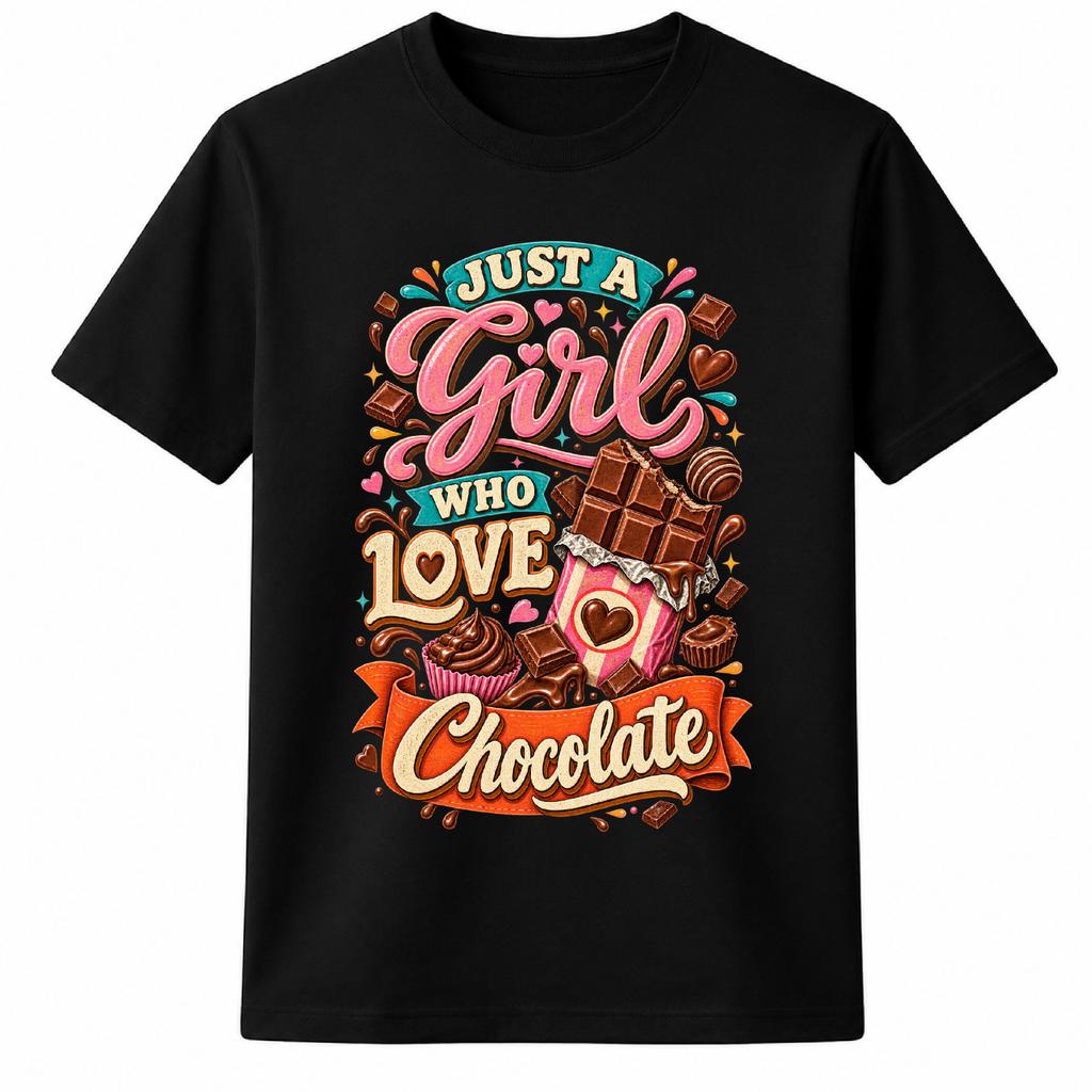 Funny Design Just A Girl Who Loves Chocolate Funny Sweet Dessert Lover T Shirt