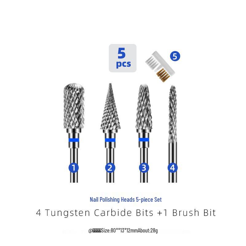 Tungsten Steel Nail Drill Set with Ceramic Grinding Heads for Cuticle Removal and Nail Polishing