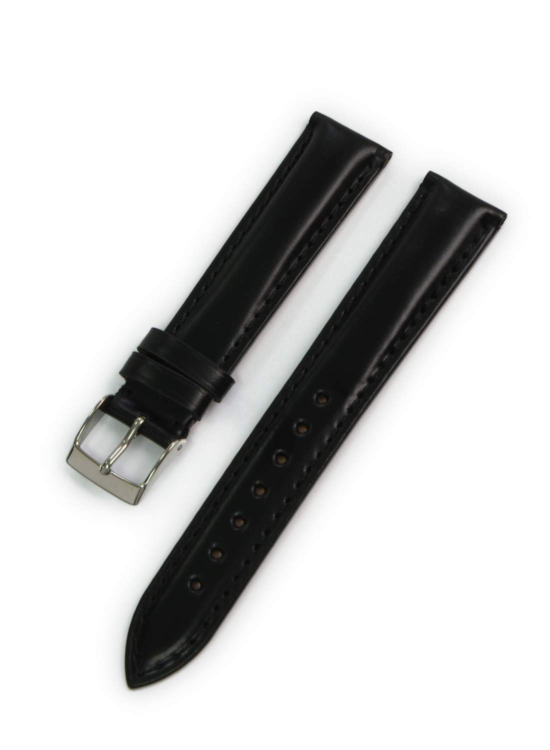 CASSIS Cordovan Watch Strap, 18mm, Black, with Replacement Tool, U1013115019018M