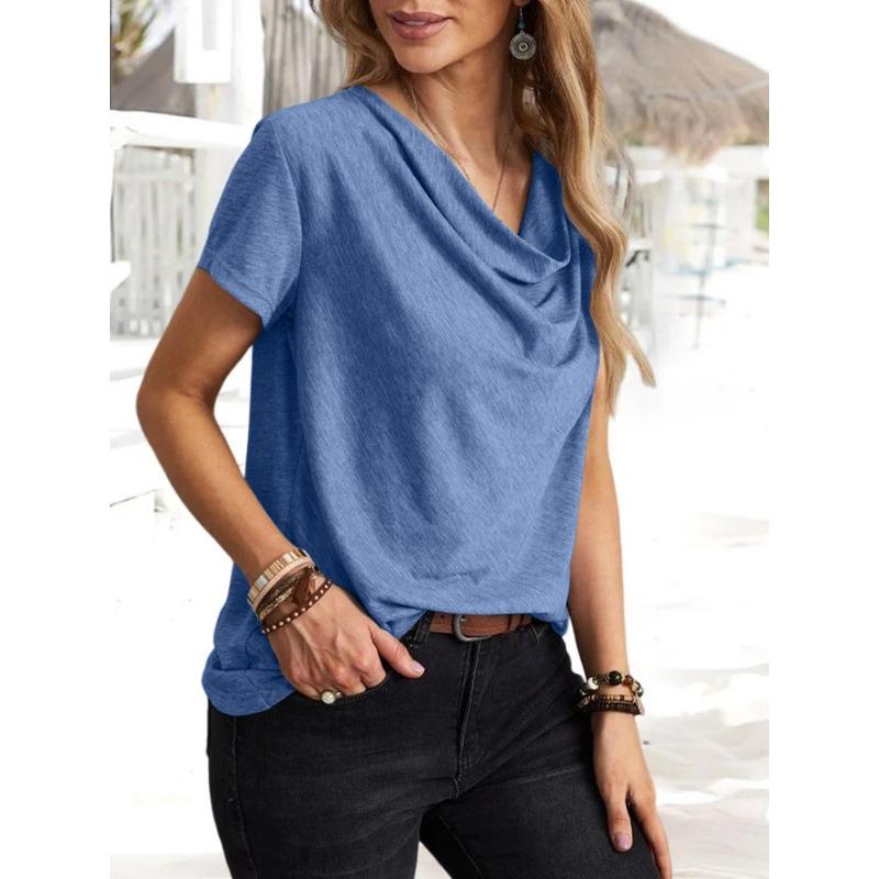 Spring Summer Top Solid Color Casual Fashion Short Sleeved Women T-Shirts Women’s