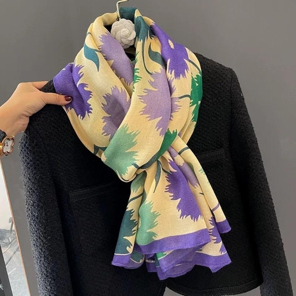 Korean Style Silk Scarf Elegant Long Wraps New Scarves  Women