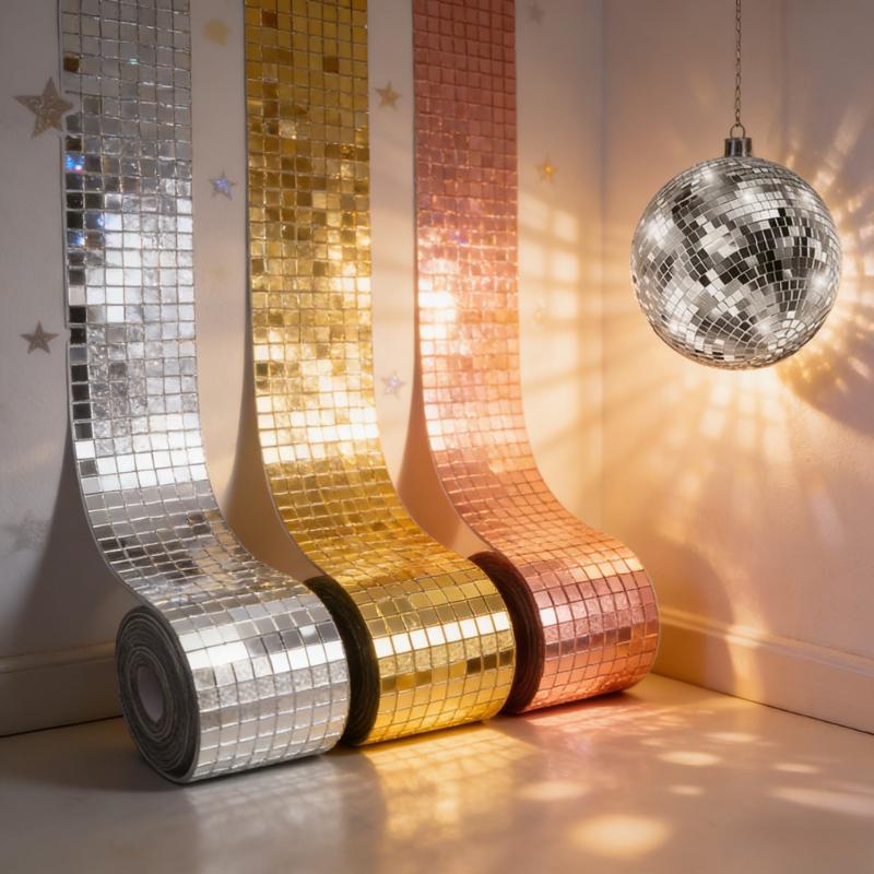Removable Self Adhesive Mirror Mosaic Tiles Mini Square Wall Stickers For Bathroom Home Decor Wedding Party Bar DIY Disco Ball