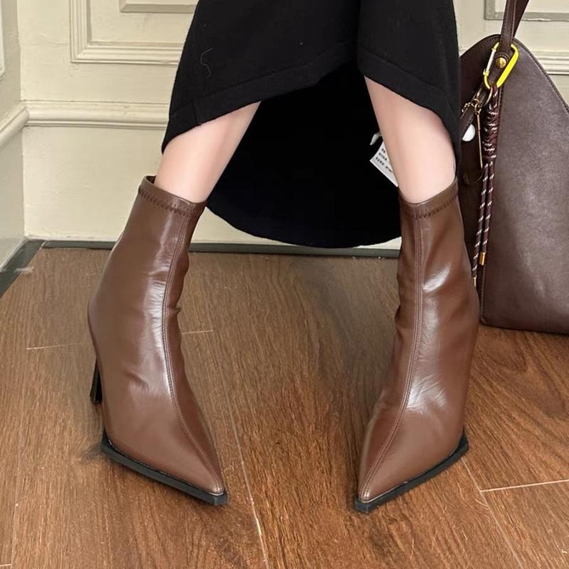 Ladies Shoes 2026 High Quality Back Zipper Women's Boots Fashion Office and Career Sexy Pointed Toe Best Seller Ankle Boots