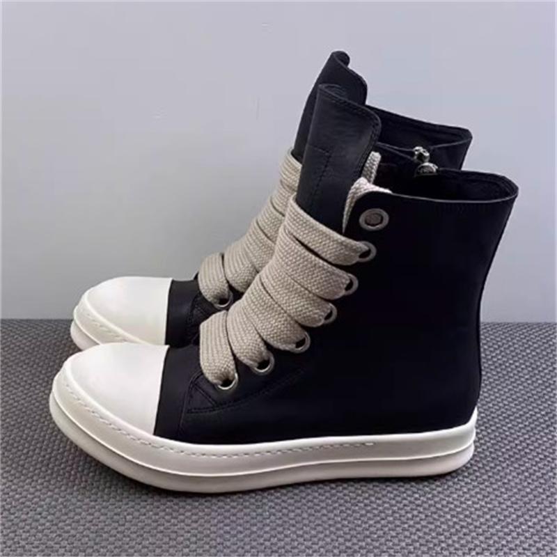 New Women Sneakers High-top Men's Casual Shoes Leather Shoes for Women Flat Sport Shoes Thick Lace Up Unisex Couple Women Shoes