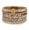 Beige Leather Bracelet with a Heart Boho Gift for Her