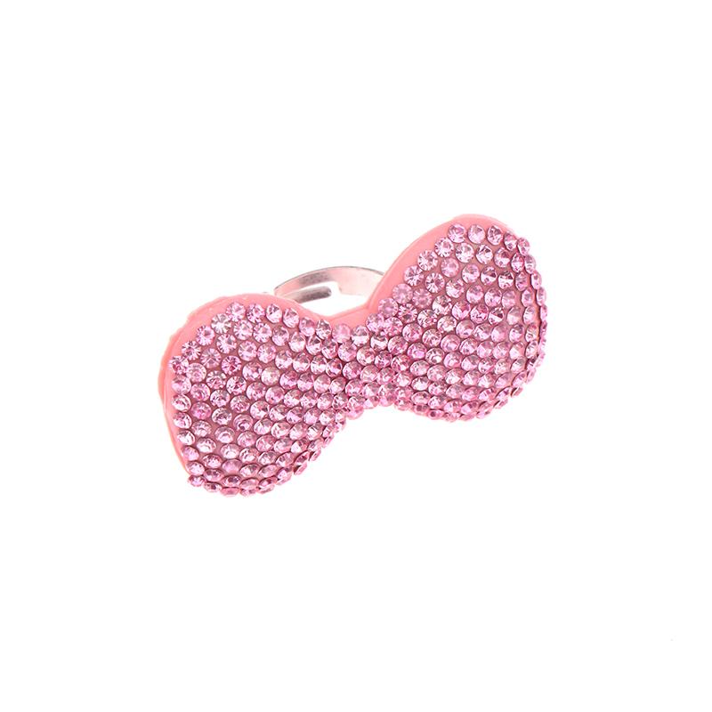 Y2K Sweet Shiny Pink Bow Open Ring For Girls Women Finger Rings Trendy Statement Jewelry Gifts