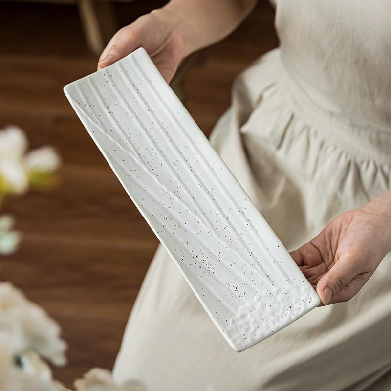 Japanese Rectangle Plate Household Ceramic Plate Plate Plate Restaurant Plate Retro Plate Sushi Plate