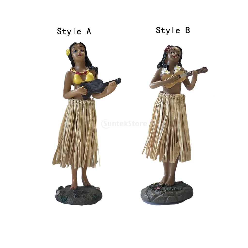 Mini Size Doll Hawaiian Dancer with Guitar 6.29inch Hawaiian Doll Home Decor Dancing Girl Dashboard Doll Dancer Decorations