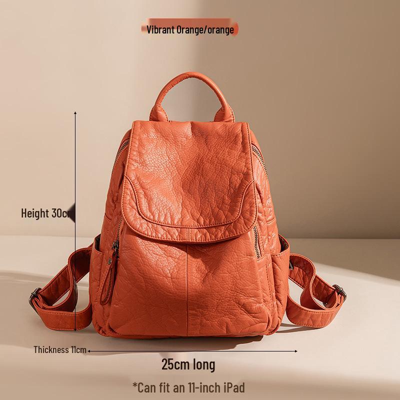 Women's Large Soft Leather Backpack - Casual Travel & College Bag