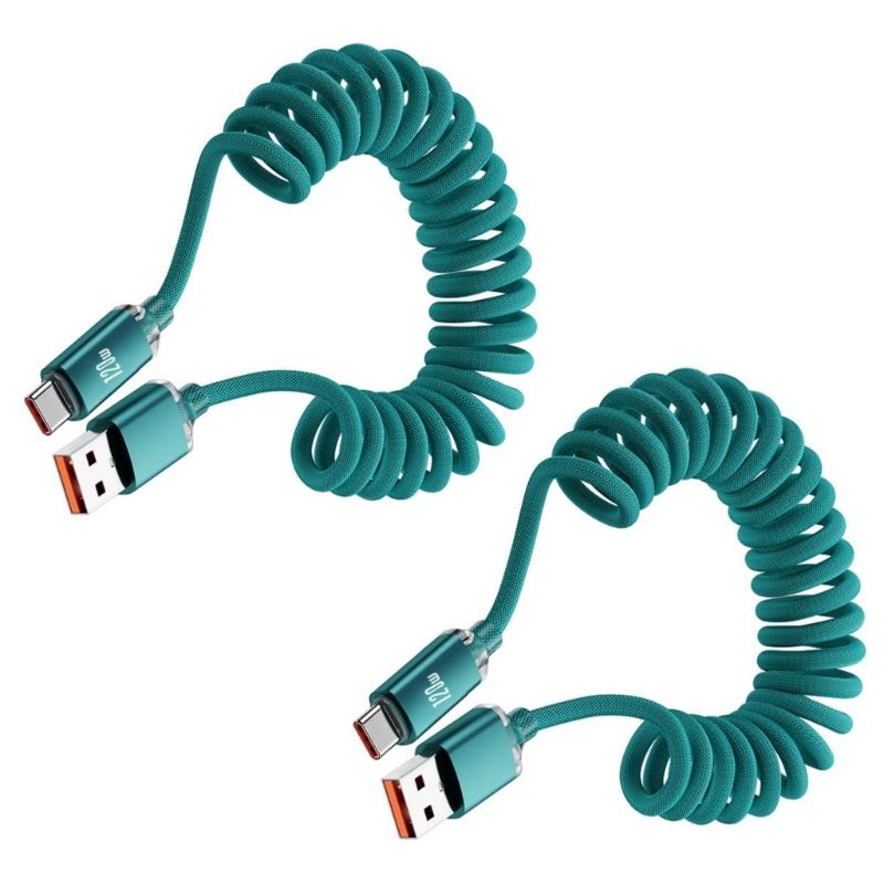Fast Power Cable 120W USB C to Type C Spring Reinforced Body Anti Break Design Suitable for Mobile Devices Charging